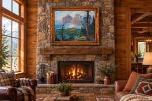 Cabin fireplace mockup