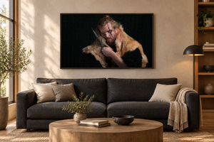 The Reckoning 36 × 24 inch canvas print displayed in a modern living room
