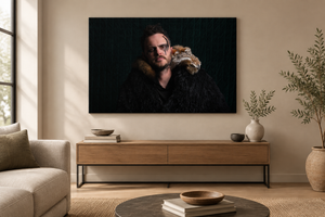 Fine art canvas displayed in a modern living room