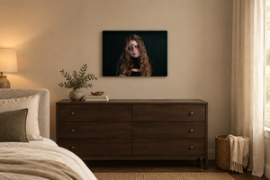 Eyes Beyond Sight replacement artwork as a small 24 × 16 canvas in a bedroom