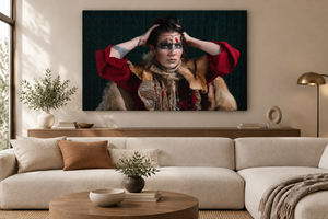 Fine art canvas displayed in a modern living room
