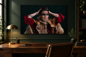 Fine art canvas displayed in a refined home office