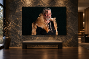 The First Among Men fine art canvas displayed on a gallery-style stone wall