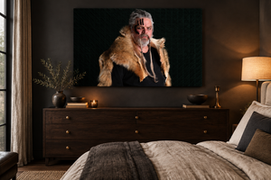 The First Among Men fine art canvas displayed in a dramatic bedroom