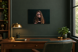 Eyes Beyond Sight replacement artwork as a small 24 × 16 canvas in a home office