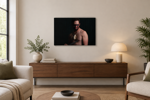 Dare the Wild 24 × 16 inch canvas print shown at a smaller scale on a neutral living room wall