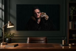 Fine art canvas displayed in a refined home office