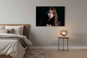 She Who Watches 24x16 - Canvas wrap bedroom angle