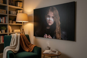 She Who Watches 36x24 - Canvas wrap reading nook