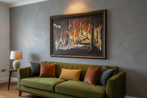 Where Fire Walks 36x24 - Wooden frame angled view